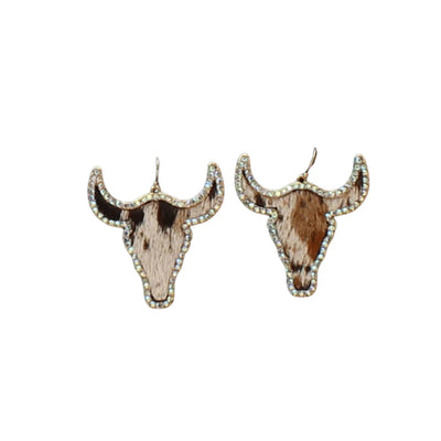 M&F Western Womens Silver Strike Cow Earrings