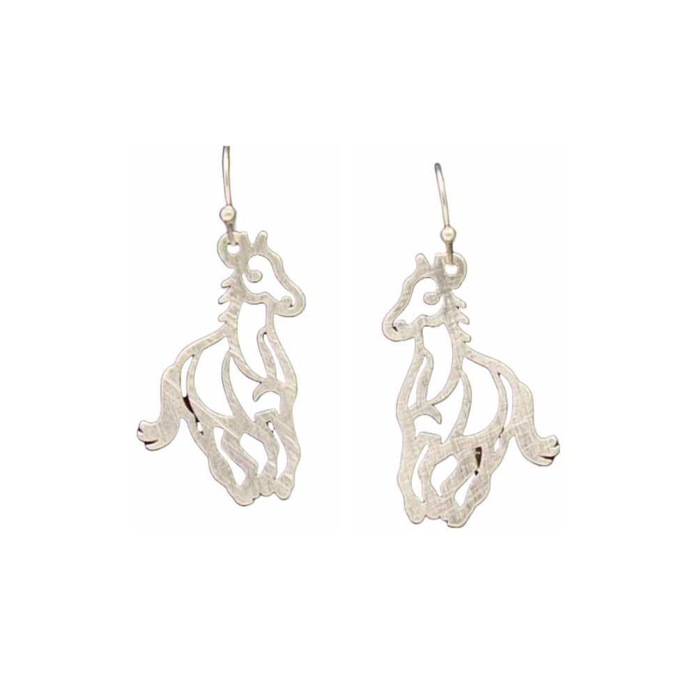M&F Western Silver Strike Running Horse Earrings
