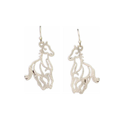 M&F Western Silver Strike Running Horse Earrings