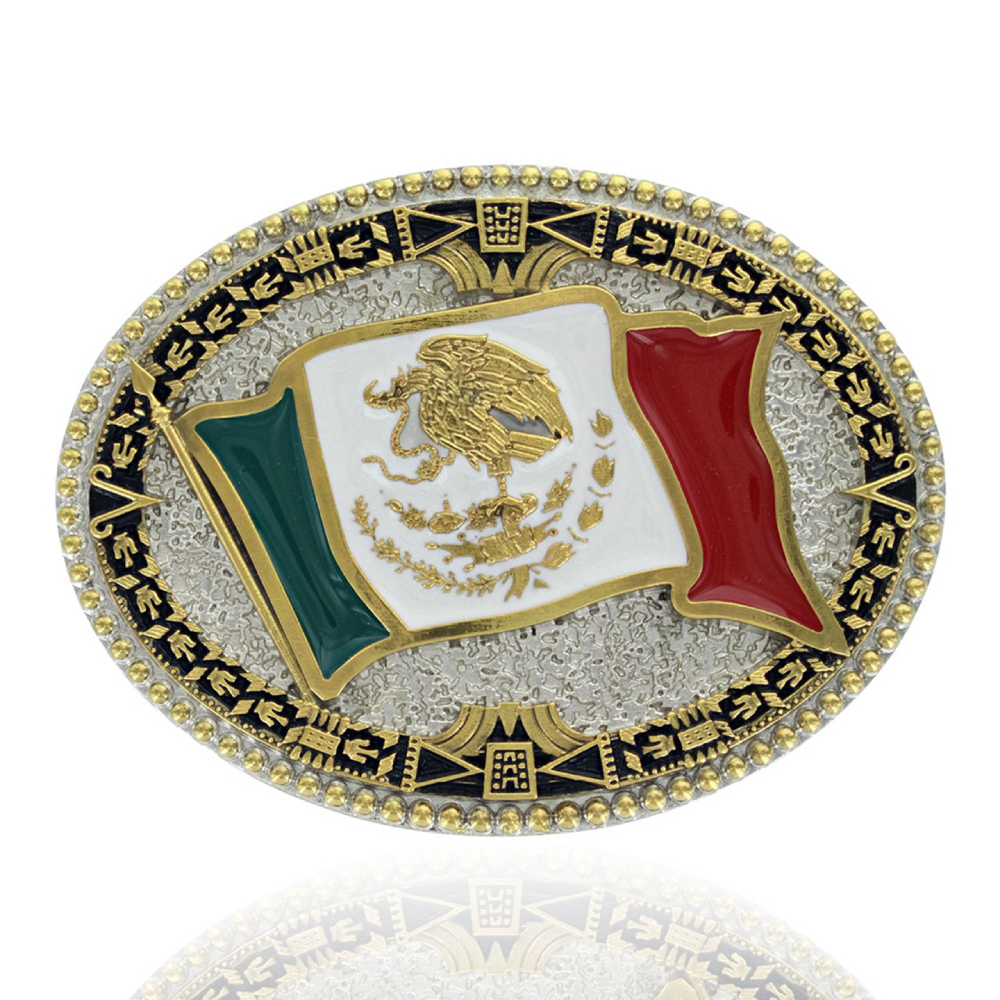 Montana Silversmiths Mens Grand Mexican Flag Buckle