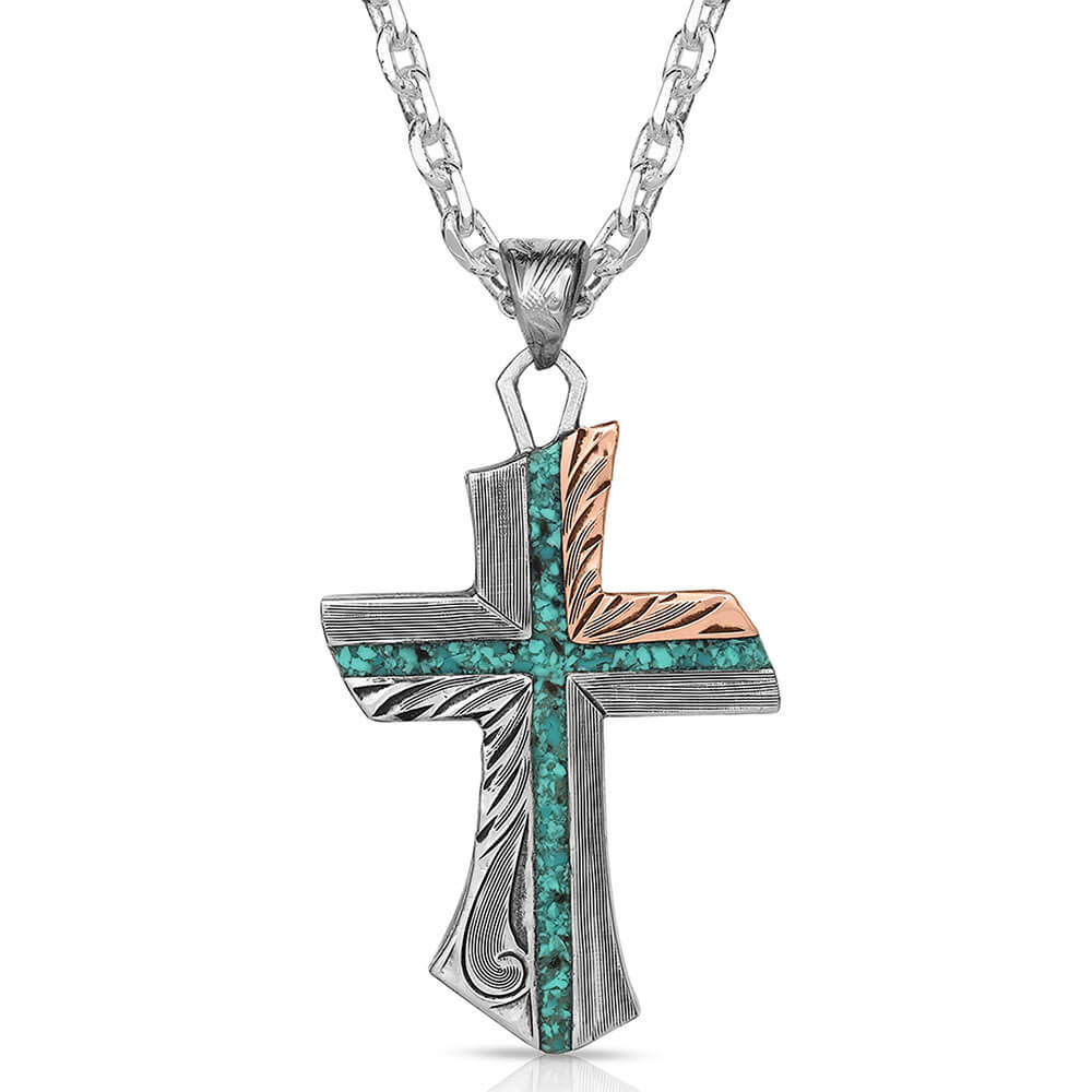 Montana Silversmiths Inner Light Turquoise Cross Necklace - NC4779