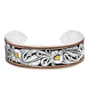 Montana Silversmiths Womens LeatherCut Tri-Colored Floral Cuff Bracelet - BC2598TRI-BK
