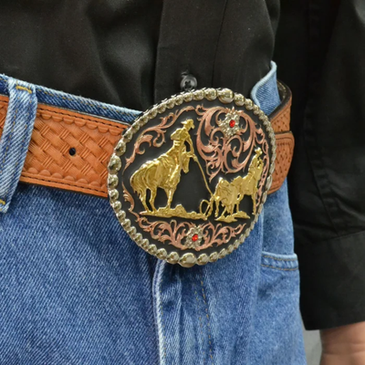 Montana Silversmiths Tri Color Team Roper Attitude Buckle - 60969