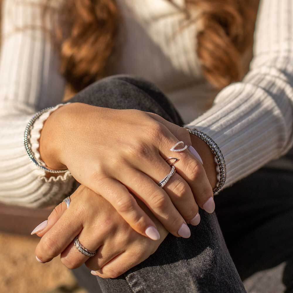 Montana Silversmiths Womens Crystal Crossover Open Ring - RG5624