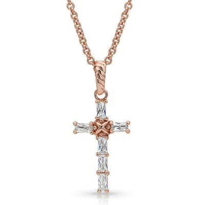 Montana Silversmiths Womens Entwined Rose Gold Brilliant Cross Necklace - NC3239RG
