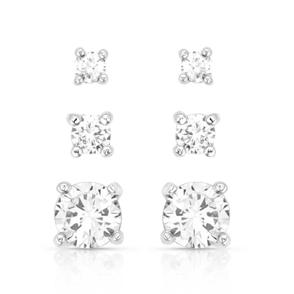 Montana Silversmiths Womens Shine Bright Triple Crystal Post Earrings Set - ER5646