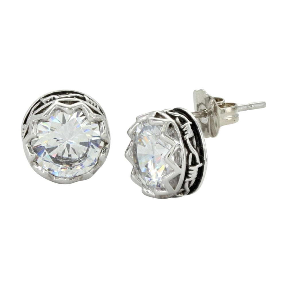 Montana Silversmiths Womens Crystal Barbed Wire Stud Earrings