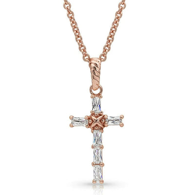 Montana Silversmiths Womens Entwined Rose Gold Brilliant Cross Necklace