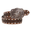 Nocona Boys Floral Embossed Bull Rider Buckle Lacing Belt