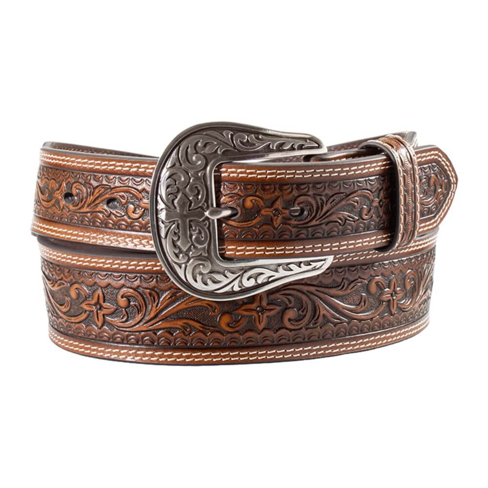 Nocona Mens Floral Embossing Belt Brown - N210011202