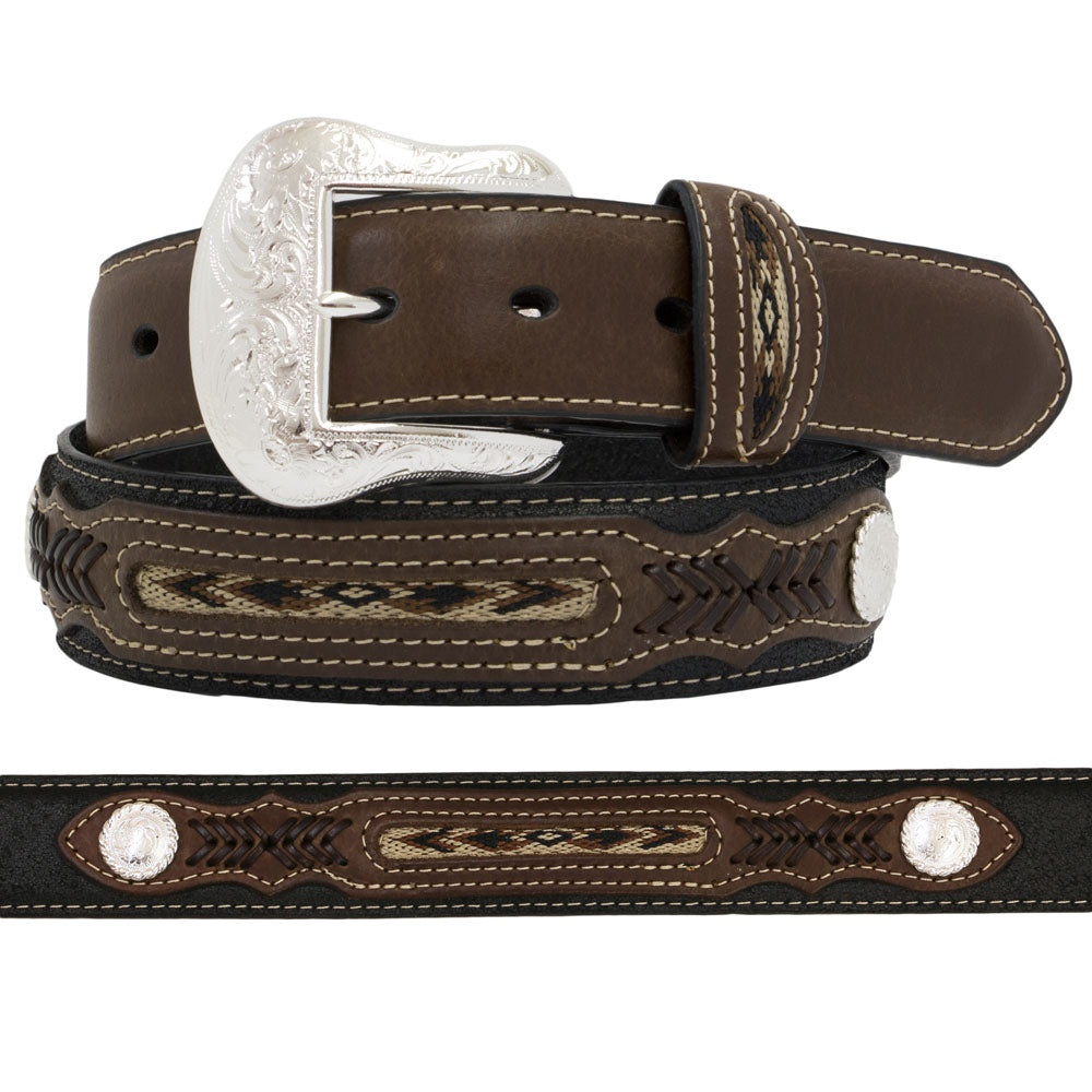 Nocona Mens Inlay and Conchos Belt - N2475701