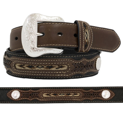 Nocona Mens Inlay and Conchos Belt - N2475701