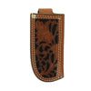 Nocona Floral Pierced Overlay Leather Knife Sheath Tan with Black Accent - 1804601