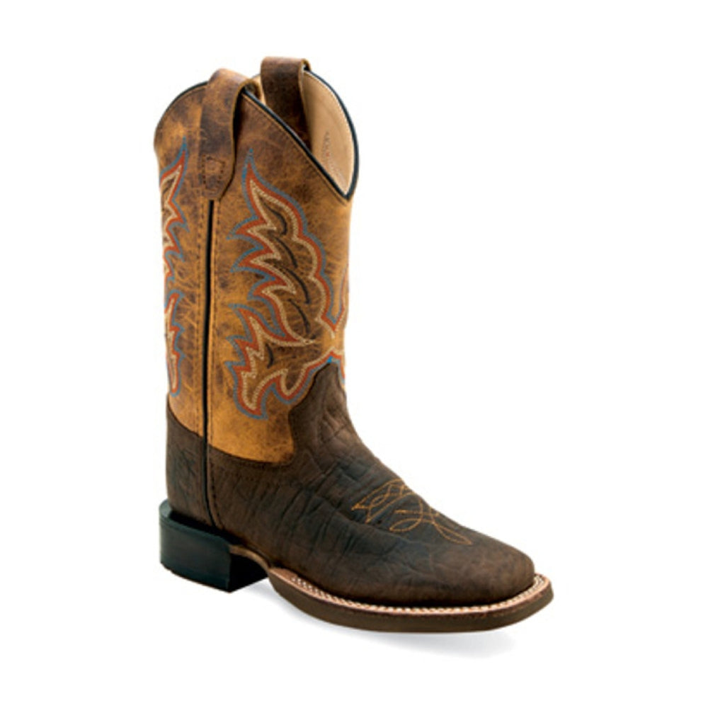 Old West Boys Square Brown Western Boots - BSC1955-BRN