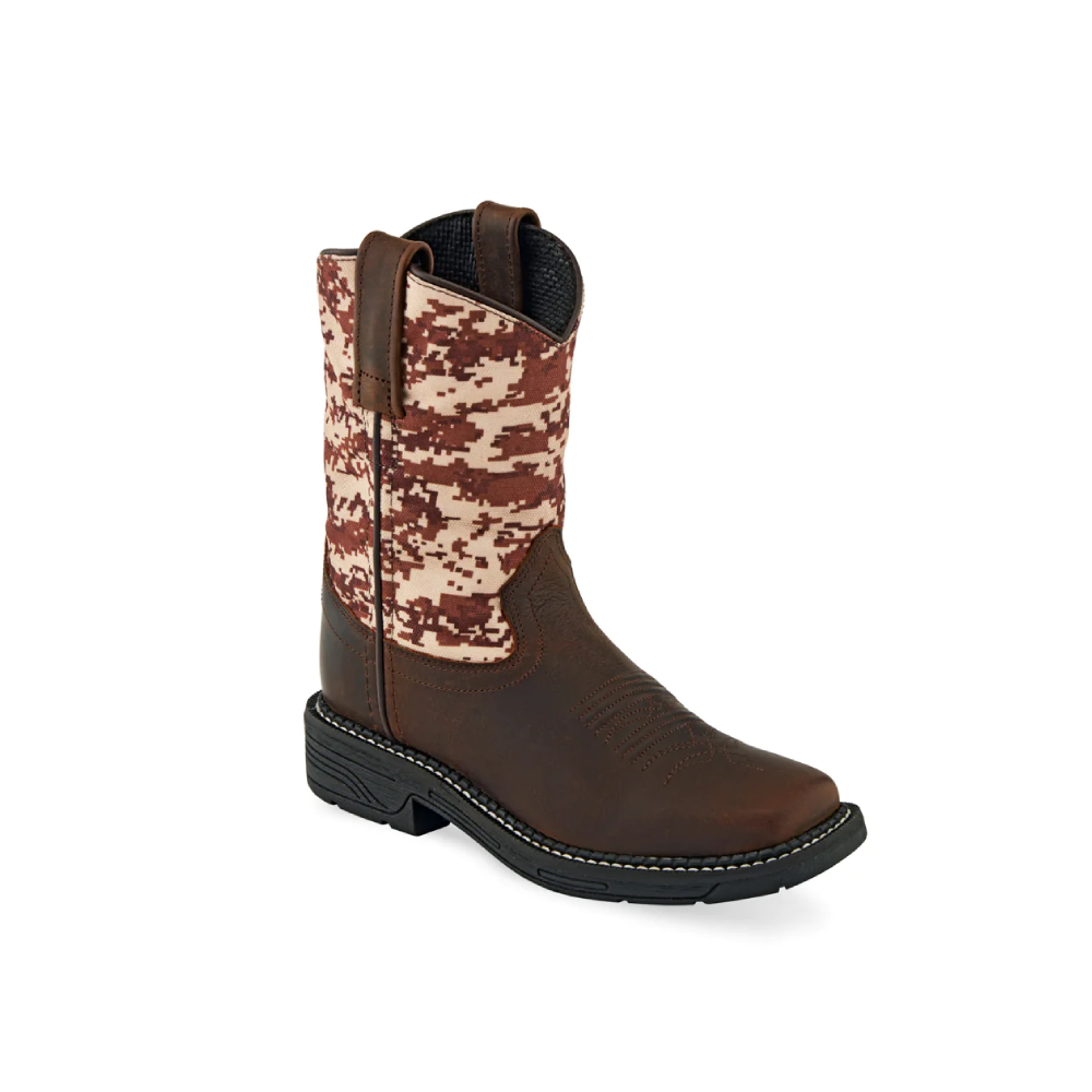 Old West Kids Camo Western Boots (Sizes: 8 1/2 - 3 Youth) - WB1006-BRNCAMO