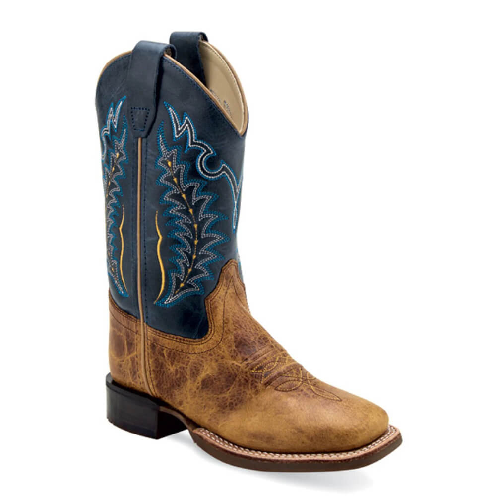 Old West Kids Leather Western Boots (Sizes: 8.5 - 3) - BSC1960-BRNY