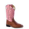 Old West Kids Pink Western Boots (Sizes: 8.5 - 3 Youth) - BSC1839G-TAN