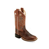 Old West Kids Square Toe Western Boots (Sizes: 8 1/2 - 3 Youth) - BSC1943-RUGBRN
