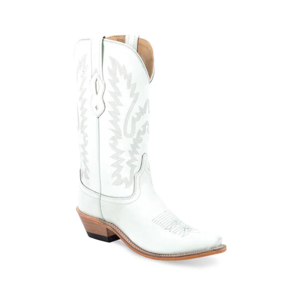 Old West Womens White Leather Western Boots - LF1631-WHT