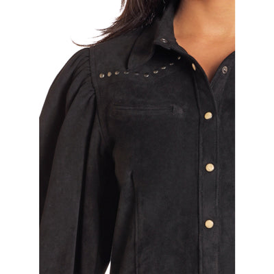 Pahandle Womens Microsuede Snap Shirt