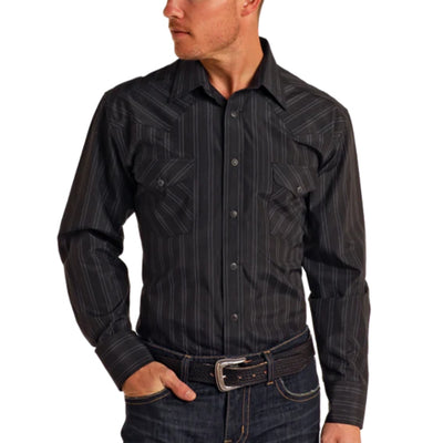 Panhandle Mens Black Stripe Shirt