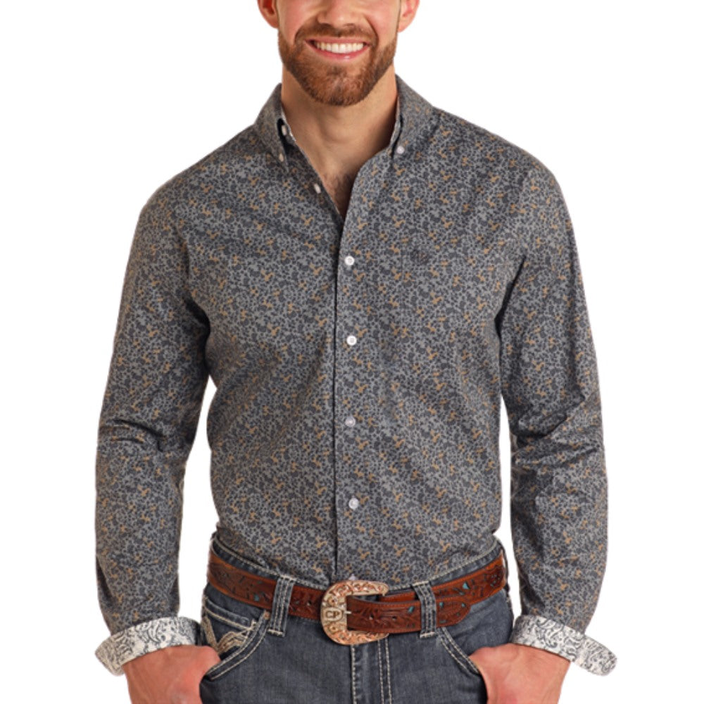 Panhandle Mens Charcoal Western Shirt