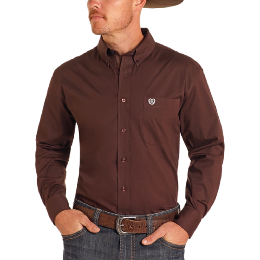 Panhandle Mens Solid Brown Shirt