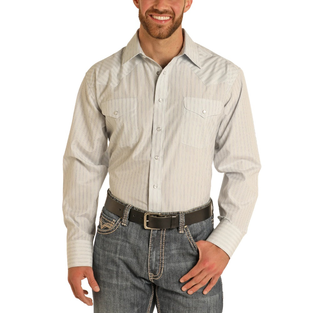 Panhandle Mens Stripe Satin Dobby Shirt