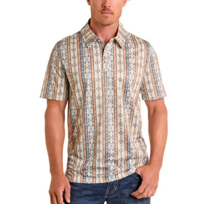 Panhandle Slim Mens Aztec Polo Shirt Tan