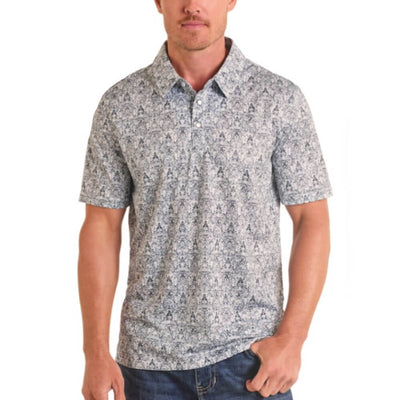 Panhandle Slim Mens Damask knit Polo Shirt