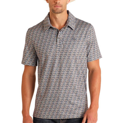 Panhandle Slim Mens Diamond Geo Print Polo Shirt