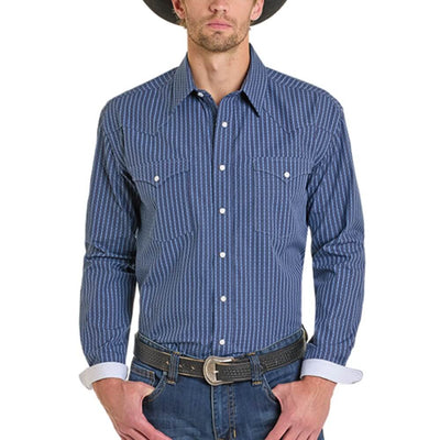 Panhandle Slim Mens Long Sleeve Snap Shirt Blue
