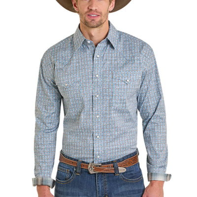 Panhandle Slim Mens Long Sleeve Snap Shirt Blue
