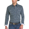 Panhandle Slim Mens Long Sleeve Snap Shirt Floral Navy