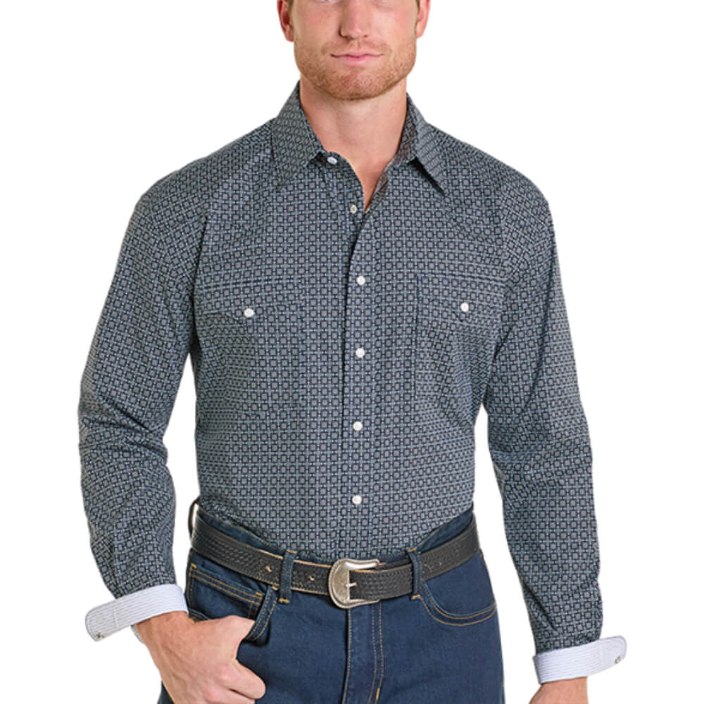 Panhandle Slim Mens Long Sleeve Snap Shirt Navy