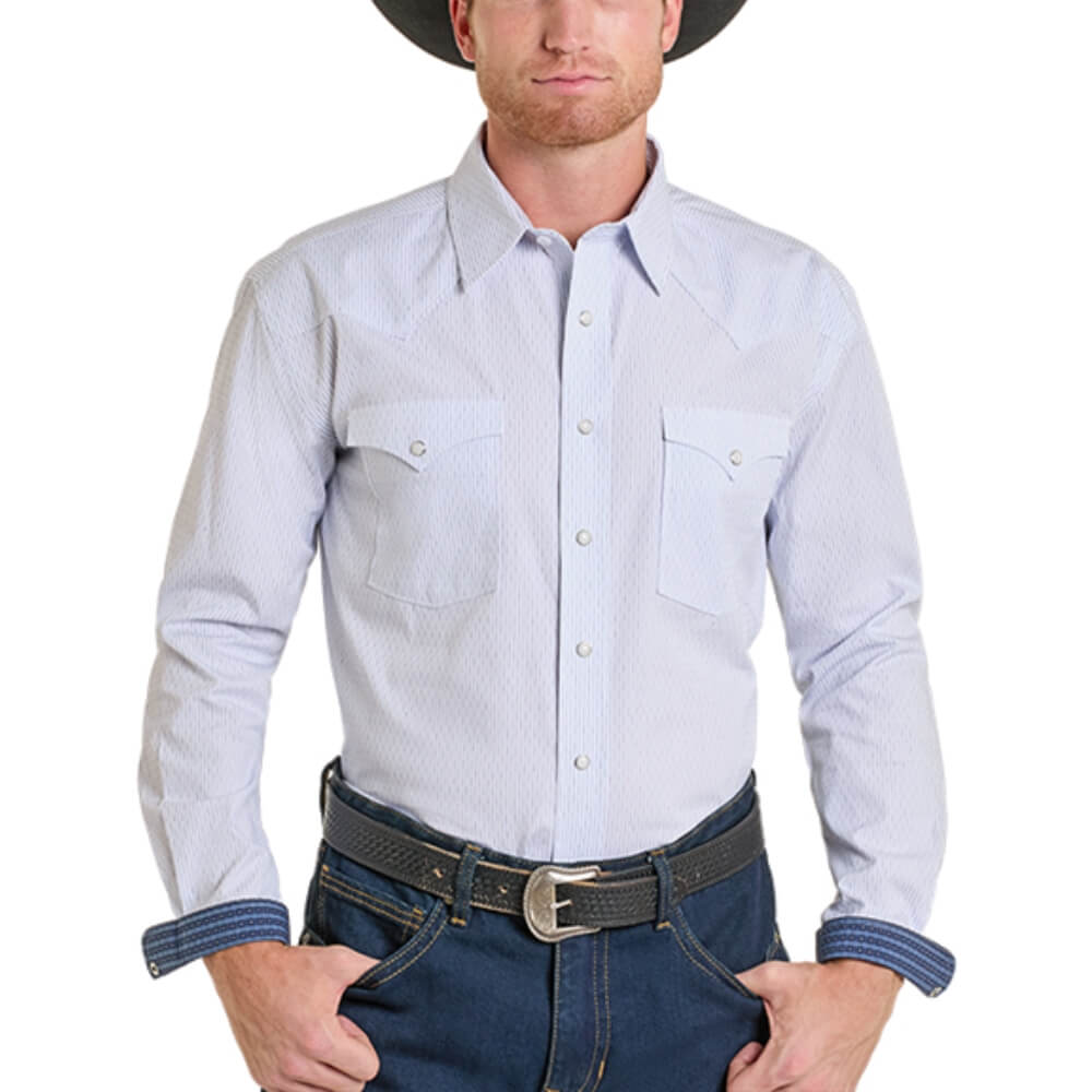 Panhandle Slim Mens Long Sleeve Snap Shirt Powder Blue