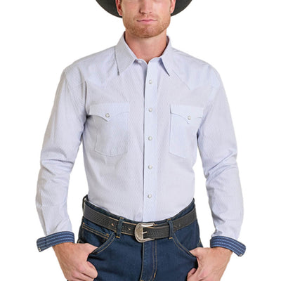 Panhandle Slim Mens Long Sleeve Snap Shirt Powder Blue