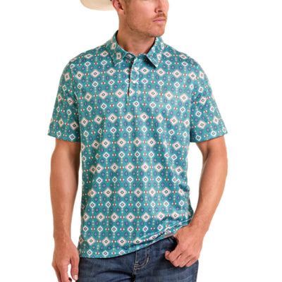 Panhandle Slim Mens Short Sleeve Polo Turquoise