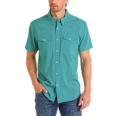 Panhandle Slim Mens Short Sleeve Snap Shirt Turquoise