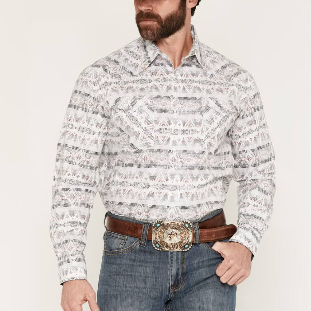 Panhandle Slim Mens Southwestern Print Shirt White - RMN2S08935-01