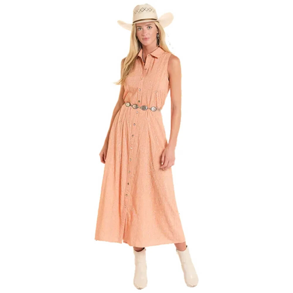 Panhandle Slim Womens Boot Stitch Western Dress Orange - LWD2R08844-93