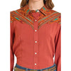 Panhandle Slim Womens Long Sleeve Aztec Blouse Rust