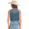 Panhandle Slim Womens Paisley Print Retro Shirt Navy - LWB0S08839-42