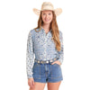 Panhandle Slim Womens Patch Bandana Print Shirt Cerulean - LWB2S08838-47