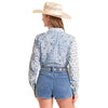 Panhandle Slim Womens Patch Bandana Print Shirt Cerulean - LWB2S08838-47
