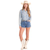 Panhandle Slim Womens Patch Bandana Print Shirt Cerulean - LWB2S08838-47