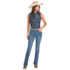 Panhandle Slim Womens Two Tone Denim Shirt Medium Wash - LWN0S08841-202