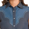 Panhandle Slim Womens Two Tone Denim Shirt Medium Wash - LWN0S08841-202