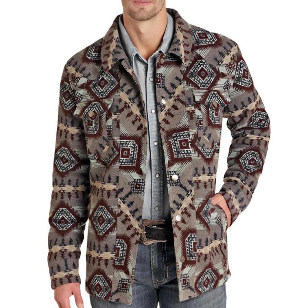 Powder River Mens Aztec Jacquard Wool Jacket