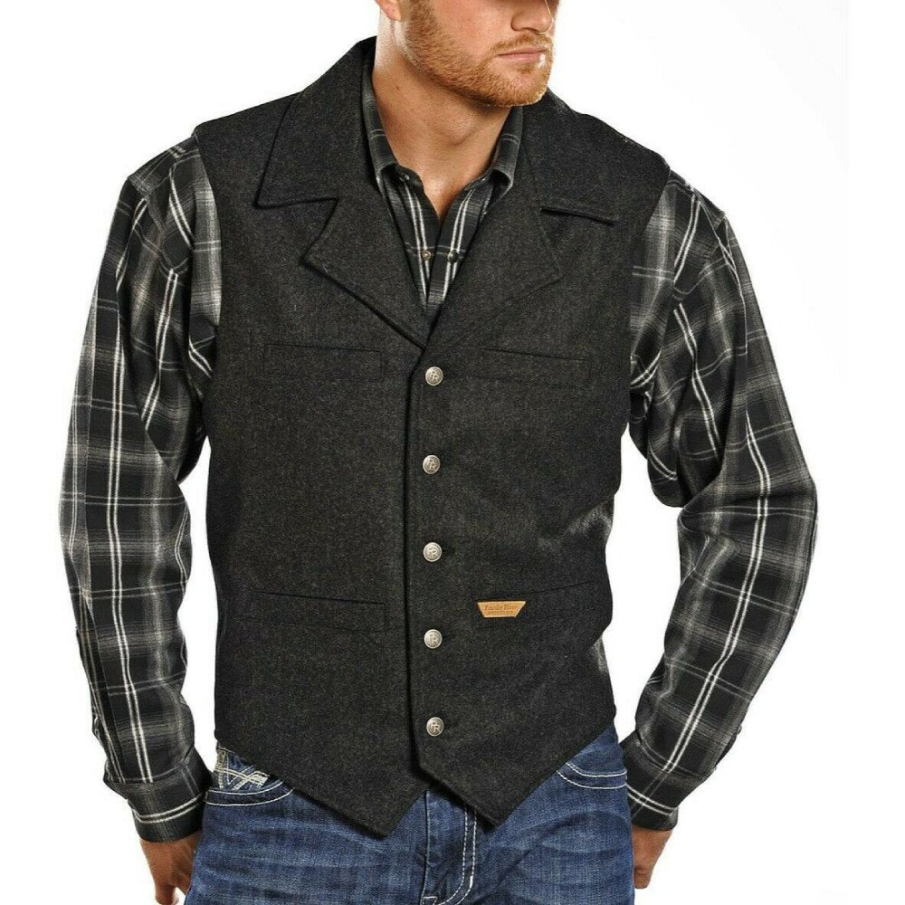 Powder River Mens Black Wool Vest 